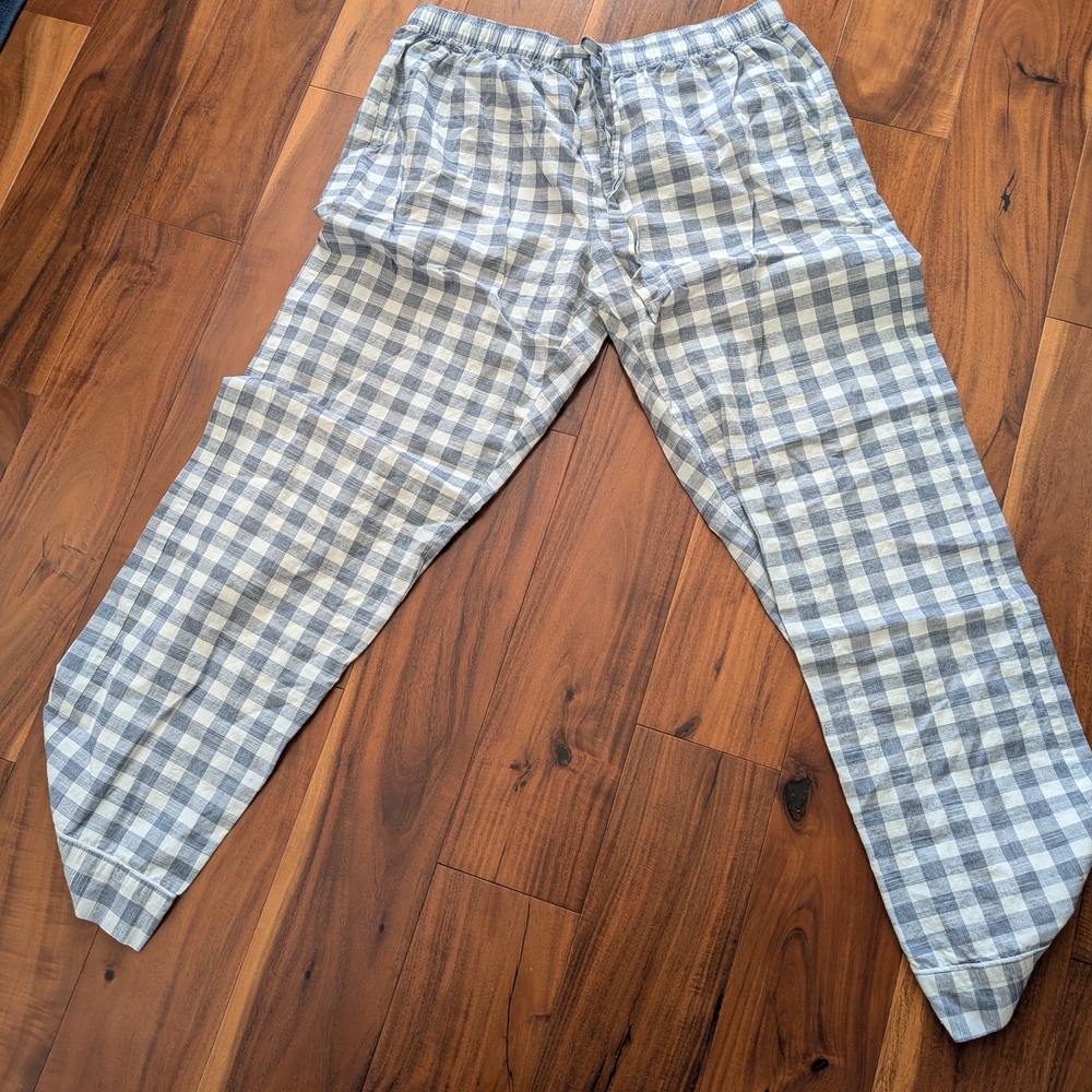 Jigsaw Blue and White Check Cotton Joggers